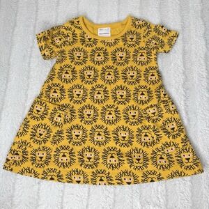 Hanna Andersson Yellow Lion Short Sleeve Dress 6-12 Months Cotton‎ Pockets Girls